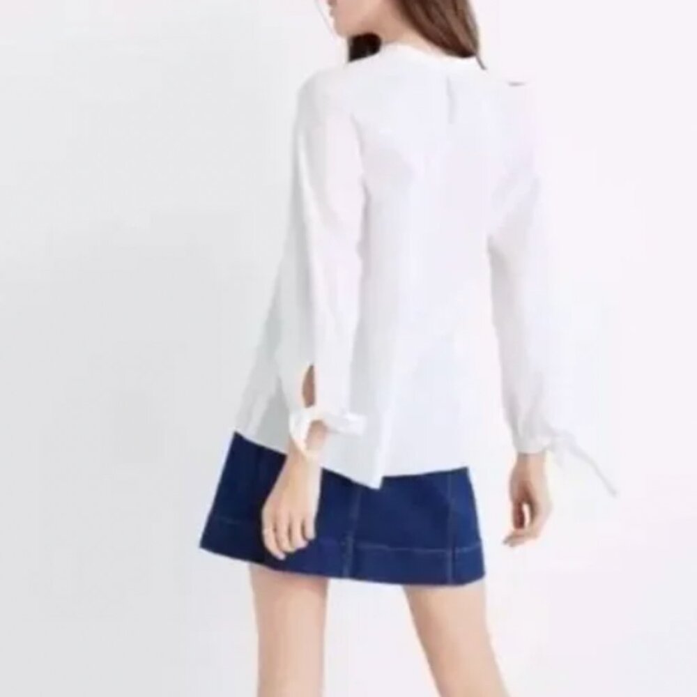 Madewell white blouse with tie sleeves